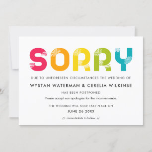 Carte d'annonce de mariage reporté colorée