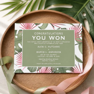 Carte d'annonce de mariage tropical humoristique