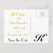 Carte d'annonce de monogramme de mariage K Or Noir (Dos)