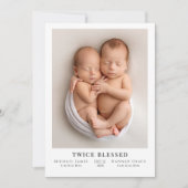 Carte d'annonce de naissance à plat avec photo Deu (Devant)