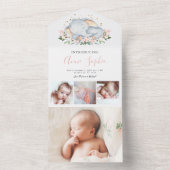 Carte d'annonce de naissance avec photo d'éléphant (À l'intérieur)