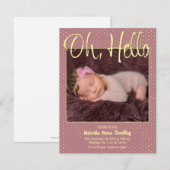 Carte d'annonce de naissance Baby Oh, Hello Flat (Devant / Derrière)