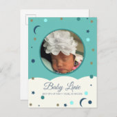 Carte d'annonce de naissance bébé avec bordure nua (Devant / Derrière)