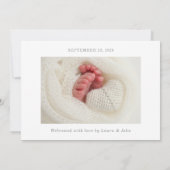 Carte d'annonce de naissance bébé collage photo ca (Dos)