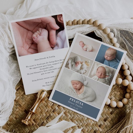 Carte d'annonce de naissance bébé en collage photo