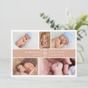 Carte d'annonce de naissance bébé en collage photo