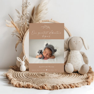 Carte d'annonce de naissance bébé photo en terre c