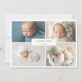Carte d'annonce de naissance chic et minimale avec (Devant)