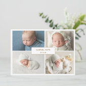Carte d'annonce de naissance chic et minimale avec (Debout devant)