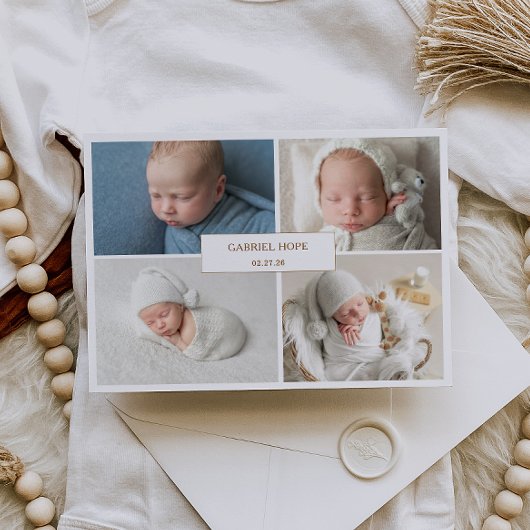Carte d'annonce de naissance chic et minimale avec