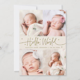 Carte d'annonce de naissance Cream Multi Photo Hel