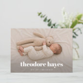 Carte d'annonce de naissance de bébé  (Debout devant)
