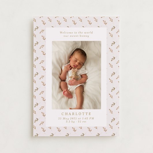 Carte d'annonce de naissance de bébé à l'aquarelle