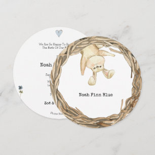 Carte d'annonce de naissance de bébé animal lapin 