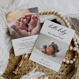 Carte d'annonce de naissance de bébé avec photo et