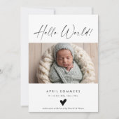 Carte d'annonce de naissance de bébé avec photo He (Devant)