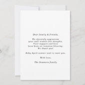 Carte d'annonce de naissance de bébé avec photo He (Dos)