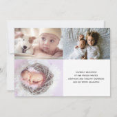 Carte d'annonce de naissance de bébé avec photo pe (Dos)