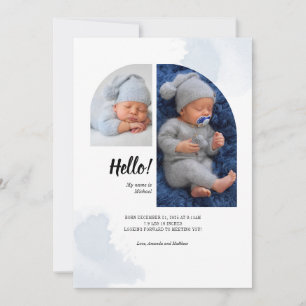 Carte d'annonce de naissance de bébé en arche avec