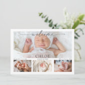Carte d'annonce de naissance de bébé en collage ph (Debout devant)