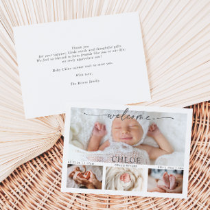 Carte d'annonce de naissance de bébé en collage ph