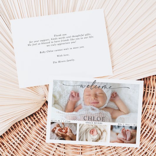 Carte d'annonce de naissance de bébé en collage ph