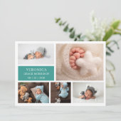 Carte d'annonce de naissance de bébé en collage ph (Debout devant)