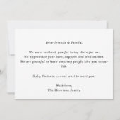 Carte d'annonce de naissance de bébé en collage ph (Dos)