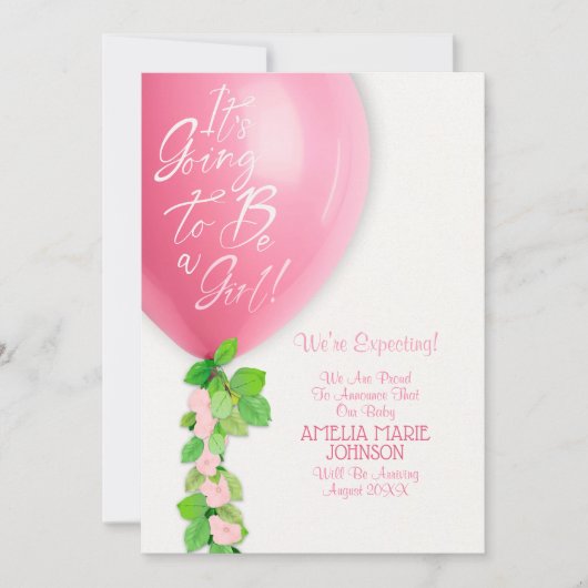 Carte d'annonce de naissance de bébé fille (Devant)
