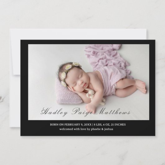 Carte d'annonce de naissance de bébé fille au styl (Devant)