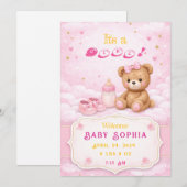 Carte d'annonce de naissance de bébé fille avec un (Devant / Derrière)