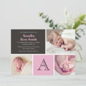 Carte d'annonce de naissance de bébé fille / carte (Debout devant)