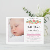 Carte d'annonce de naissance de bébé fille / remer (Debout devant)