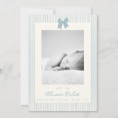 Carte d'annonce de naissance de bébé garçon rayée (Devant)