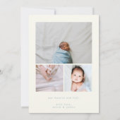Carte d'annonce de naissance de bébé garçon rayée (Dos)