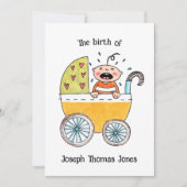 Carte d'annonce de naissance de bébé mignon dans u (Devant)
