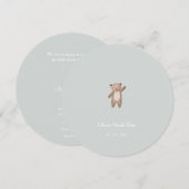 Carte d'annonce de naissance de bébé ours mignon. (Devant / Derrière)