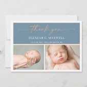 Carte d'annonce de naissance de bébé photo bleu ar (Devant)