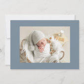 Carte d'annonce de naissance de bébé photo bleu ar (Dos)