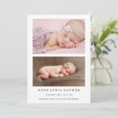 Carte d'annonce de naissance de bébé photo minimal (Debout devant)
