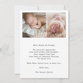 Carte d'annonce de naissance de bébé photo minimal (Dos)