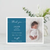 Carte d'annonce de naissance de bébé photo minimal (Debout devant)