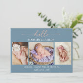 Carte d'annonce de naissance de bébé photo minimal (Debout devant)