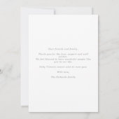 Carte d'annonce de naissance de bébé photo minimal (Dos)