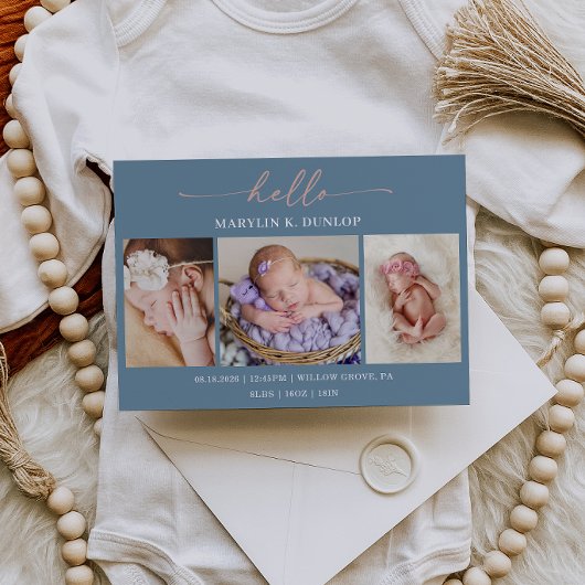Carte d'annonce de naissance de bébé photo minimal