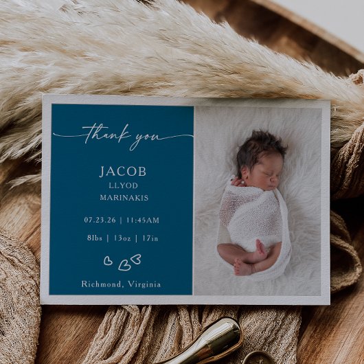 Carte d'annonce de naissance de bébé photo minimal