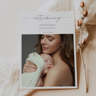 Carte d'annonce de naissance de bébé photo minimal