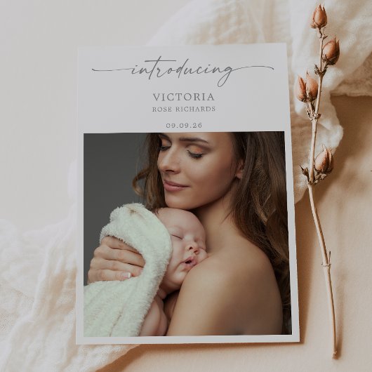 Carte d'annonce de naissance de bébé photo minimal