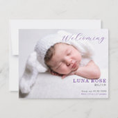 Carte d'annonce de naissance de bébé photo minimal (Devant)