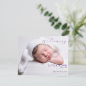 Carte d'annonce de naissance de bébé photo minimal (Debout devant)